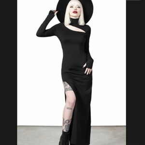 Killstar Black Long Sleeve Cutout Maxi Dress